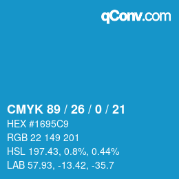 Color code: CMYK 89 / 26 / 0 / 21 | qconv.com