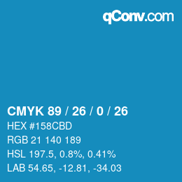 カラーコード: CMYK 89 / 26 / 0 / 26 | qconv.com