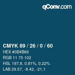 Color code: CMYK 89 / 26 / 0 / 60 | qconv.com