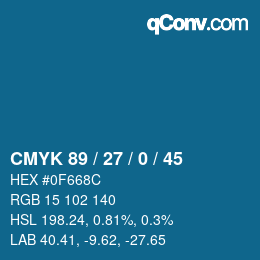 Color code: CMYK 89 / 27 / 0 / 45 | qconv.com