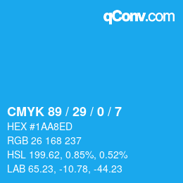 Color code: CMYK 89 / 29 / 0 / 7 | qconv.com