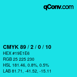 颜色代码: CMYK 89 / 2 / 0 / 10 | qconv.com