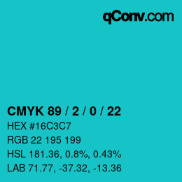 颜色代码: CMYK 89 / 2 / 0 / 22 | qconv.com
