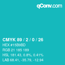 カラーコード: CMYK 89 / 2 / 0 / 26 | qconv.com