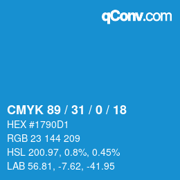 颜色代码: CMYK 89 / 31 / 0 / 18 | qconv.com