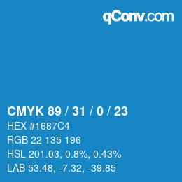 颜色代码: CMYK 89 / 31 / 0 / 23 | qconv.com