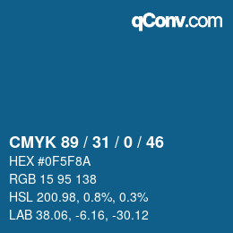 カラーコード: CMYK 89 / 31 / 0 / 46 | qconv.com