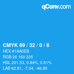 カラーコード: CMYK 89 / 32 / 0 / 8 | qconv.com