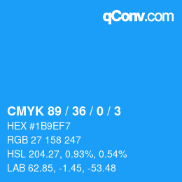 Color code: CMYK 89 / 36 / 0 / 3 | qconv.com