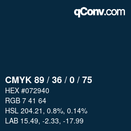 Color code: CMYK 89 / 36 / 0 / 75 | qconv.com