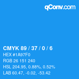 カラーコード: CMYK 89 / 37 / 0 / 6 | qconv.com
