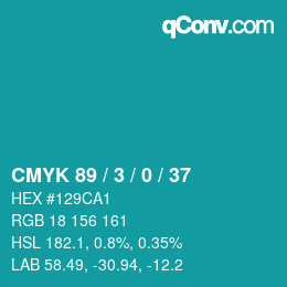 カラーコード: CMYK 89 / 3 / 0 / 37 | qconv.com