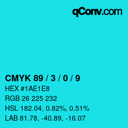 カラーコード: CMYK 89 / 3 / 0 / 9 | qconv.com