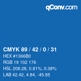 Farbcode: CMYK 89 / 42 / 0 / 31 | qconv.com