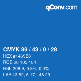 颜色代码: CMYK 89 / 43 / 0 / 28 | qconv.com
