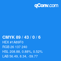 Farbcode: CMYK 89 / 43 / 0 / 6 | qconv.com