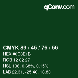 Color code: CMYK 89 / 45 / 76 / 56 | qconv.com
