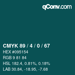 Farbcode: CMYK 89 / 4 / 0 / 67 | qconv.com
