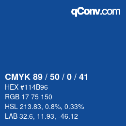 カラーコード: CMYK 89 / 50 / 0 / 41 | qconv.com