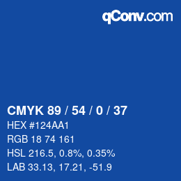 カラーコード: CMYK 89 / 54 / 0 / 37 | qconv.com