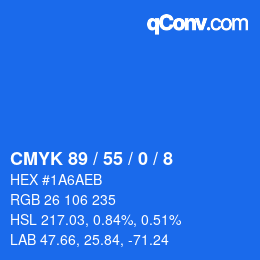 カラーコード: CMYK 89 / 55 / 0 / 8 | qconv.com