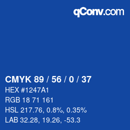 Farbcode: CMYK 89 / 56 / 0 / 37 | qconv.com