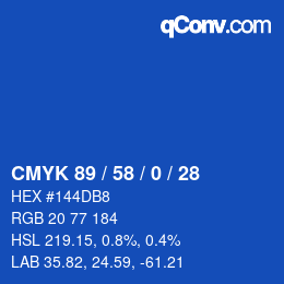 颜色代码: CMYK 89 / 58 / 0 / 28 | qconv.com