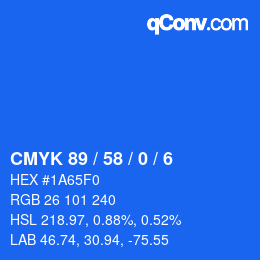 Color code: CMYK 89 / 58 / 0 / 6 | qconv.com