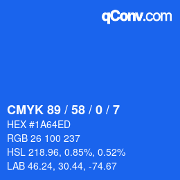 Color code: CMYK 89 / 58 / 0 / 7 | qconv.com