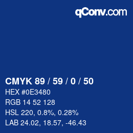 カラーコード: CMYK 89 / 59 / 0 / 50 | qconv.com
