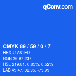 カラーコード: CMYK 89 / 59 / 0 / 7 | qconv.com
