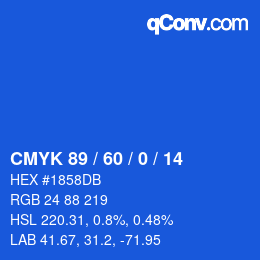 Farbcode: CMYK 89 / 60 / 0 / 14 | qconv.com