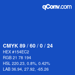 カラーコード: CMYK 89 / 60 / 0 / 24 | qconv.com