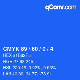 カラーコード: CMYK 89 / 60 / 0 / 4 | qconv.com