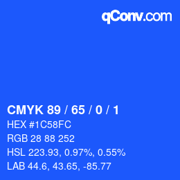 カラーコード: CMYK 89 / 65 / 0 / 1 | qconv.com