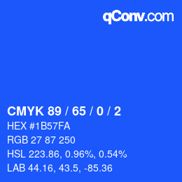 カラーコード: CMYK 89 / 65 / 0 / 2 | qconv.com