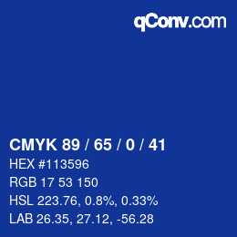 カラーコード: CMYK 89 / 65 / 0 / 41 | qconv.com