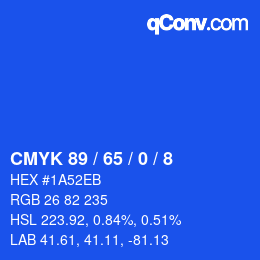 カラーコード: CMYK 89 / 65 / 0 / 8 | qconv.com