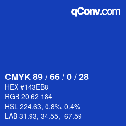 Color code: CMYK 89 / 66 / 0 / 28 | qconv.com