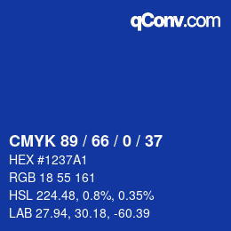 カラーコード: CMYK 89 / 66 / 0 / 37 | qconv.com