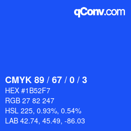 Color code: CMYK 89 / 67 / 0 / 3 | qconv.com