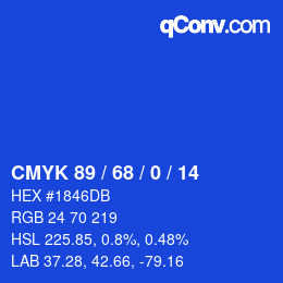 颜色代码: CMYK 89 / 68 / 0 / 14 | qconv.com