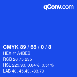 颜色代码: CMYK 89 / 68 / 0 / 8 | qconv.com