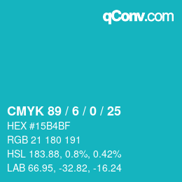 颜色代码: CMYK 89 / 6 / 0 / 25 | qconv.com