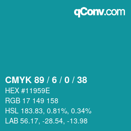 Color code: CMYK 89 / 6 / 0 / 38 | qconv.com