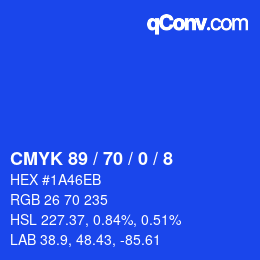 颜色代码: CMYK 89 / 70 / 0 / 8 | qconv.com