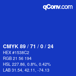 颜色代码: CMYK 89 / 71 / 0 / 24 | qconv.com
