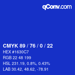 Color code: CMYK 89 / 76 / 0 / 22 | qconv.com