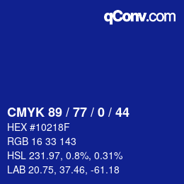 Color code: CMYK 89 / 77 / 0 / 44 | qconv.com