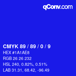 カラーコード: CMYK 89 / 89 / 0 / 9 | qconv.com